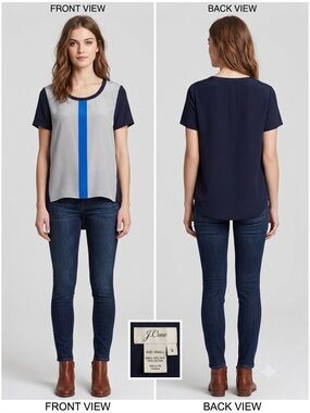 J. Crew Colorblock Short Sleeve Tee in Navy, Gray & Blue